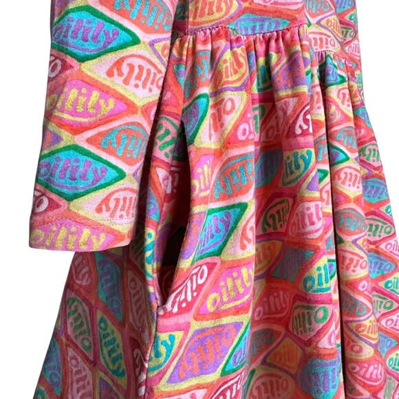 Oilily Organic Cotton Puff Sleeve Logo Dress and Scarf, Size 104 (4T), Orange - Picture 7 of 16